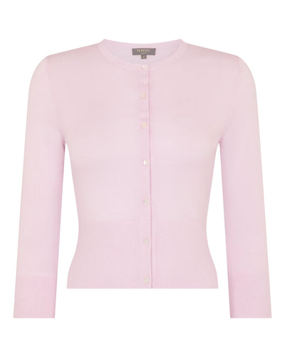 N.Peal Women's Darcie Superfine Cashmere Cropped Cardigan Rosewater Pink