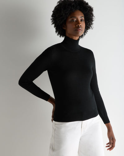 N.Peal Women's Margot Superfine Cashmere Roll Neck Jumper Black