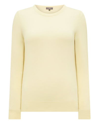 N.Peal Women's Evie Classic Round Neck Cashmere Jumper Butter Yellow