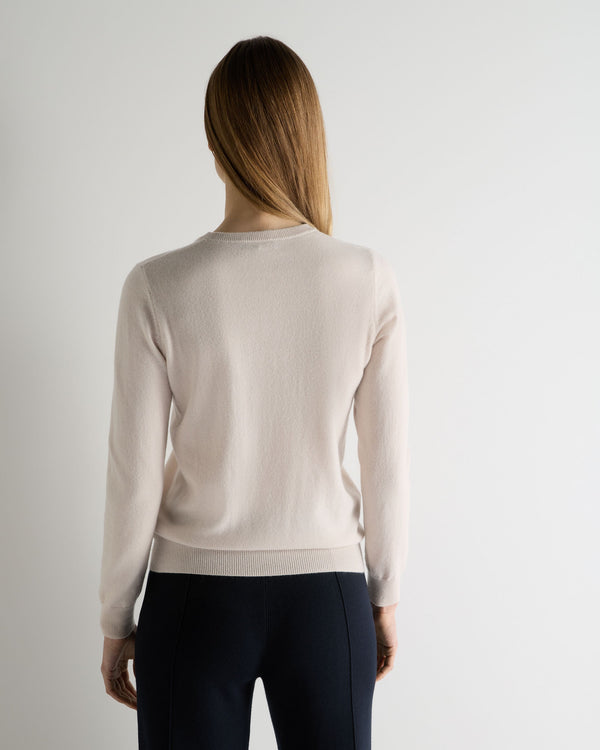 N.Peal Women's Evie Classic Round Neck Cashmere Jumper Dove Pink