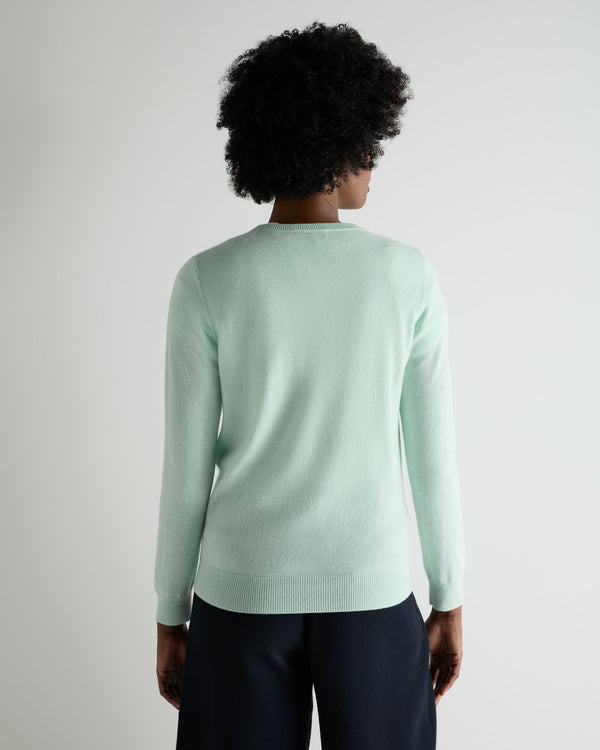 N.Peal Women's Evie Classic Round Neck Cashmere Jumper Mint Green