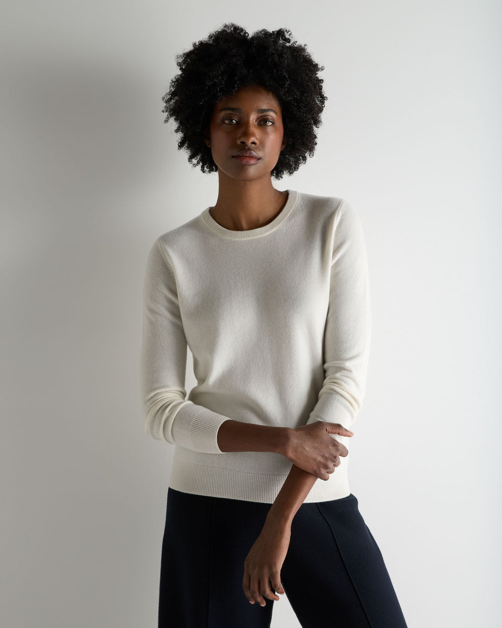 Maglione Donna Ex TU Avorio Maniche A Sbuffo Girocollo Taglie 8-24
