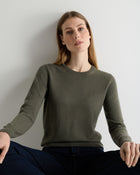 Women's Evie Classic Round Neck Cashmere Sweater Olive Green