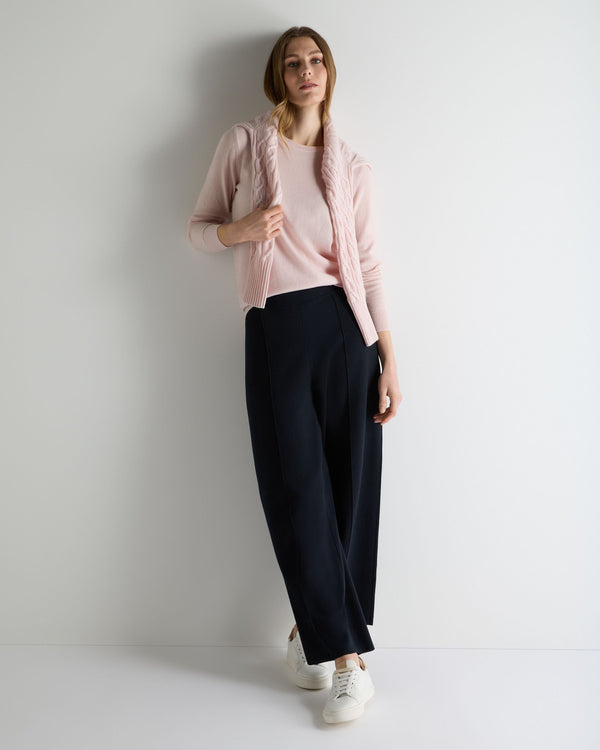 N.Peal Women's Evie Classic Round Neck Cashmere Jumper Powder Pink