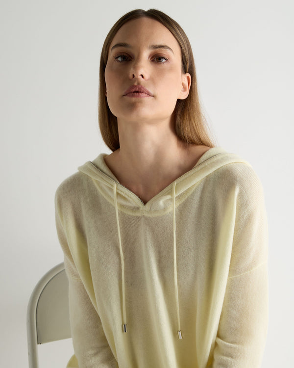 N.Peal Women's Maya Metal Trim Cashmere Hoodie Butter Yellow