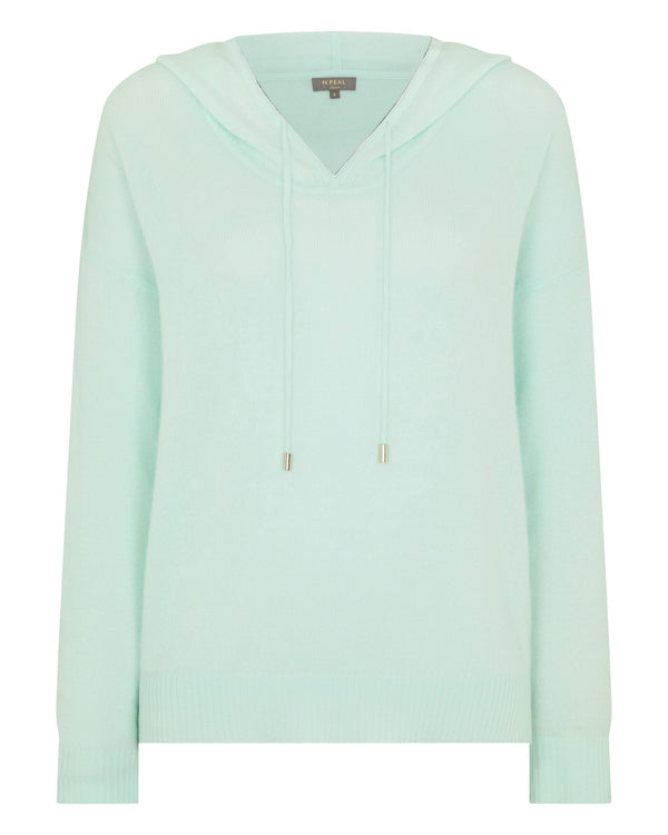 N.Peal Women's Maya Metal Trim Cashmere Hoodie Mint Green