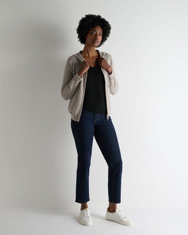 N.Peal Women's Phoebe V Neck Cashmere Jumper Black