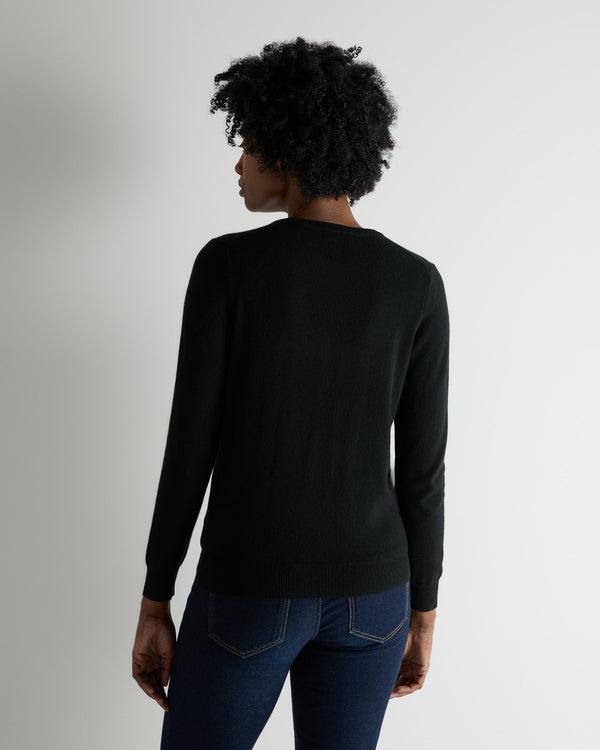 N.Peal Women's Phoebe V Neck Cashmere Jumper Black