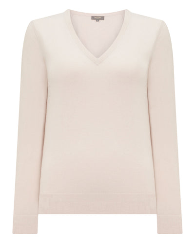 N.Peal Women's Phoebe V Neck Cashmere Jumper Dove Pink