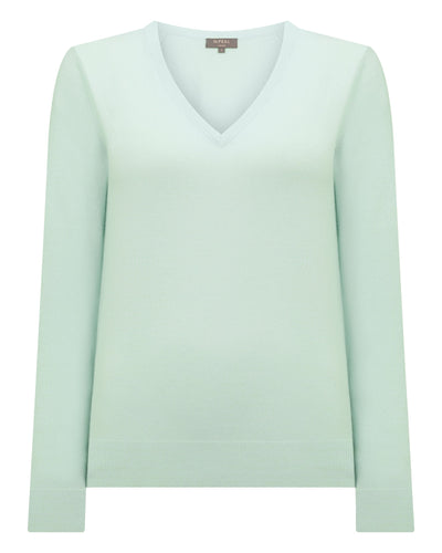 N.Peal Women's Phoebe V Neck Cashmere Jumper Mint Green