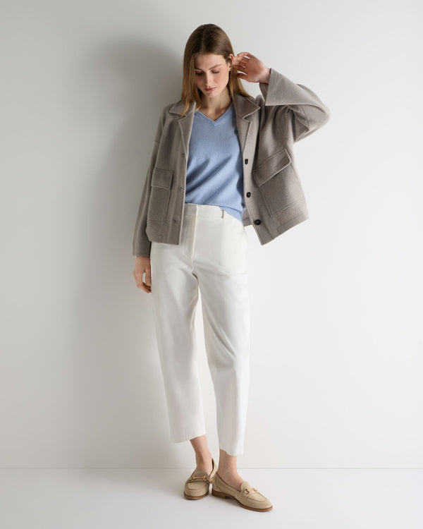 N.Peal Women's Phoebe V Neck Cashmere Jumper Sea Mist Blue