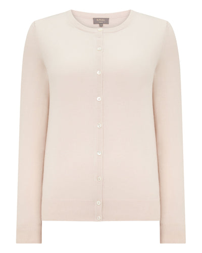 N.Peal Women's Olivia Round Neck Cashmere Cardigan Dove Pink