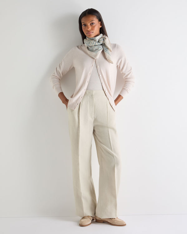 N.Peal Women's Olivia Round Neck Cashmere Cardigan Dove Pink