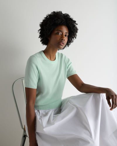 N.Peal Women's Milly Classic Cashmere T-Shirt Mint Green