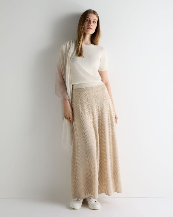 N.Peal Women's Milly Classic Cashmere T-Shirt New Ivory White