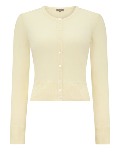 N.Peal Women's Ivy Cropped Cashmere Cardigan Butter Yellow
