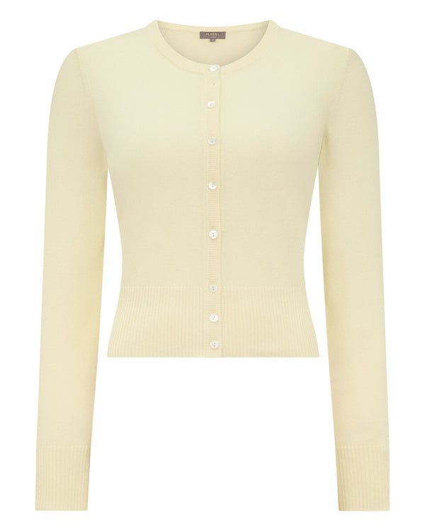 N.Peal Women's Ivy Cropped Cashmere Cardigan Butter Yellow