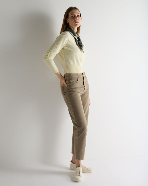 N.Peal Women's Ivy Cropped Cashmere Cardigan Butter Yellow