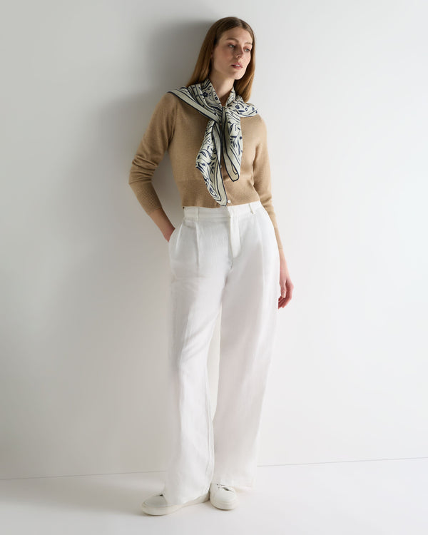 N.Peal Women's Ivy Cropped Cashmere Cardigan Cappuccino Brown