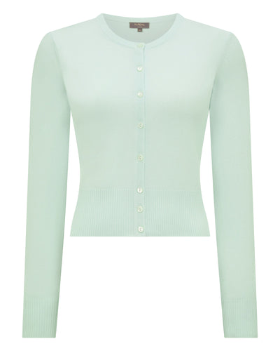 N.Peal Women's Ivy Cropped Cashmere Cardigan Mint Green