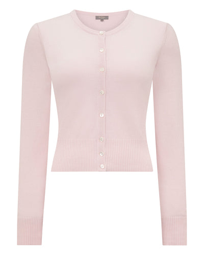 N.Peal Women's Ivy Cropped Cashmere Cardigan Powder Pink
