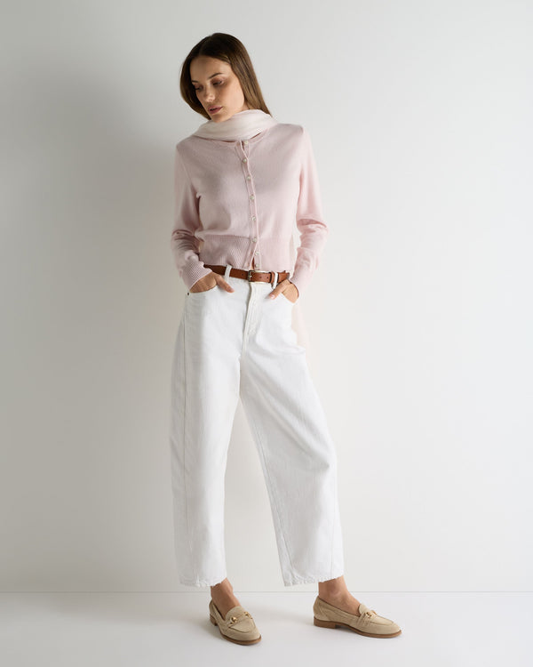 N.Peal Women's Ivy Cropped Cashmere Cardigan Powder Pink