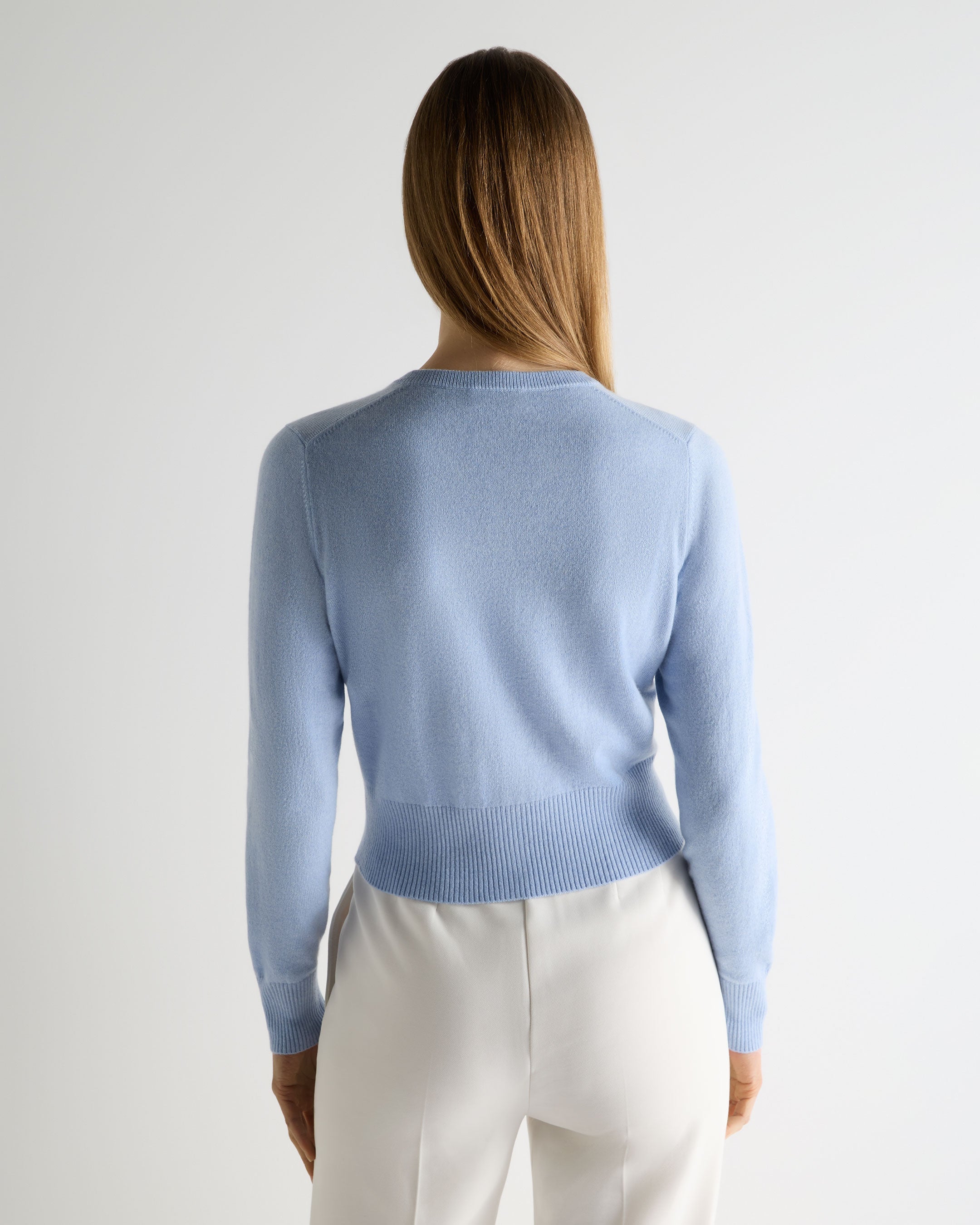 Women's Cropped Cashmere Cardigan Sea Mist Blue | N.Peal