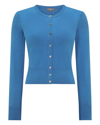 N.Peal Women's Ivy Cropped Cashmere Cardigan Sunshine Blue