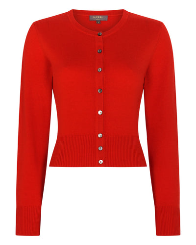 N.Peal Women's Ivy Cropped Cashmere Cardigan Tomato Red