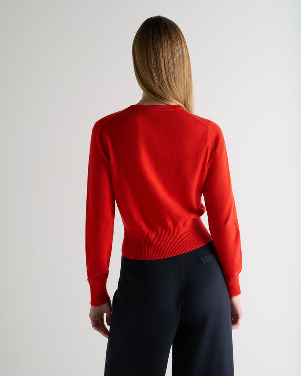 N.Peal Women's Ivy Cropped Cashmere Cardigan Tomato Red