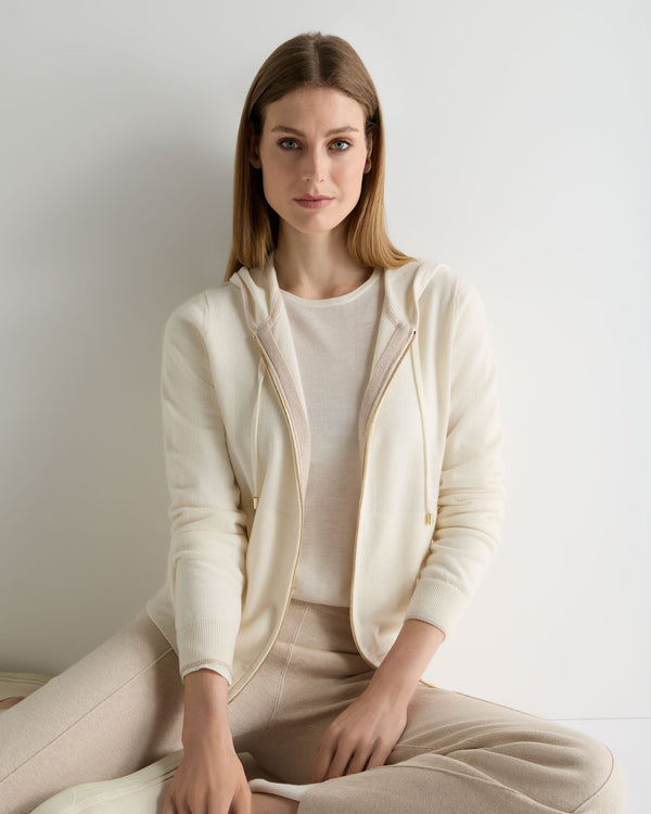 N.Peal Women's Ada Cashmere Hoodie New Ivory White