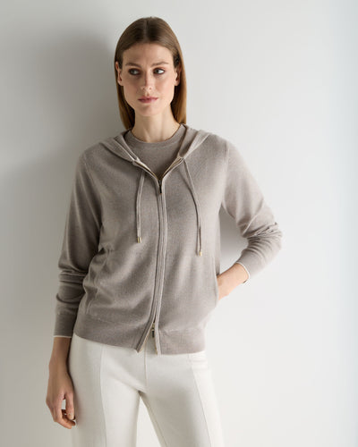 N.Peal Women's Ada Cashmere Hoodie Oat Grey