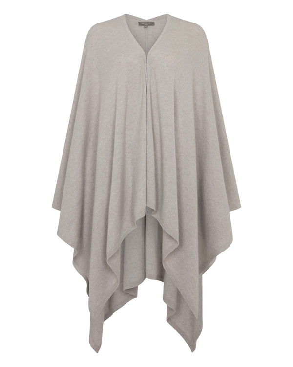 N.Peal Women's Lily Metal Trim Lightweight Cashmere Cape Oat Grey