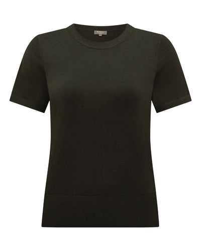 N.Peal Women's Isla Superfine Cashmere T-Shirt Arabica Khaki Green