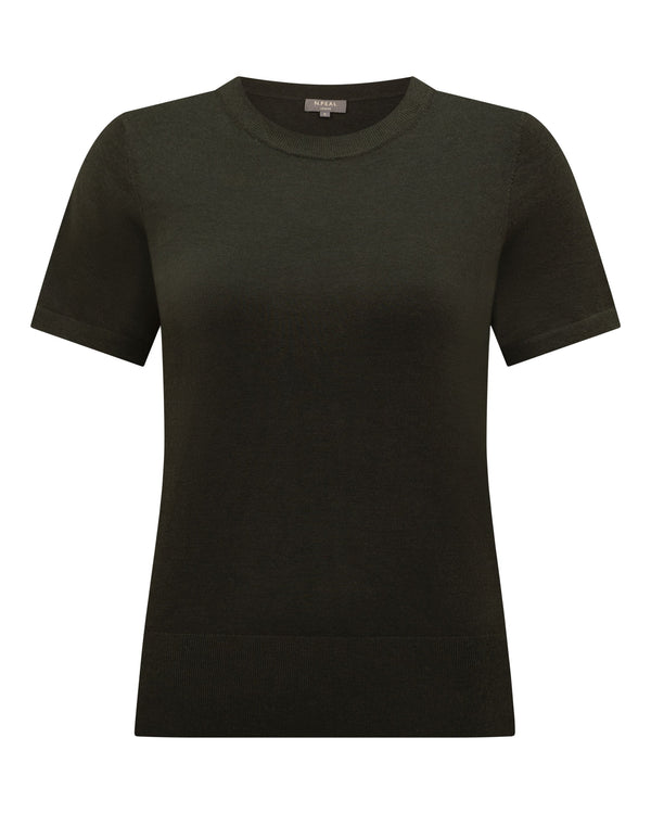 N.Peal Women's Isla Superfine Cashmere T-Shirt Arabica Khaki Green