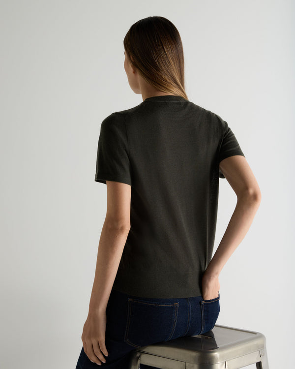 N.Peal Women's Isla Superfine Cashmere T-Shirt Arabica Khaki Green