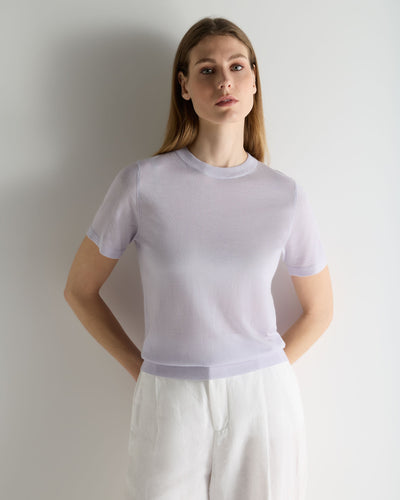 N.Peal Women's Isla Superfine Cashmere T-Shirt Lavender Purple