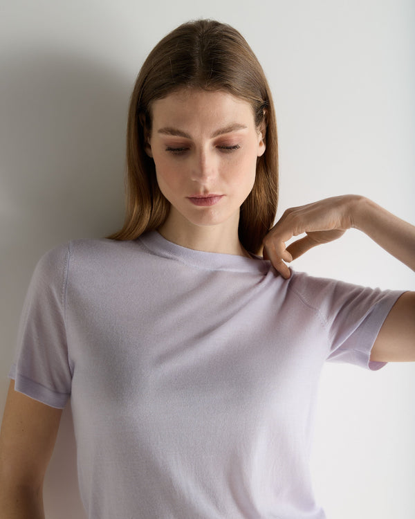 N.Peal Women's Isla Superfine Cashmere T-Shirt Lavender Purple