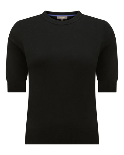 N.Peal Women's Cotton Cashmere T-Shirt Black
