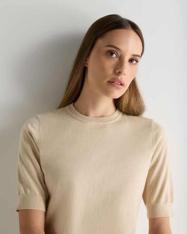 N.Peal Women's Cotton Cashmere T-Shirt Natural Brown