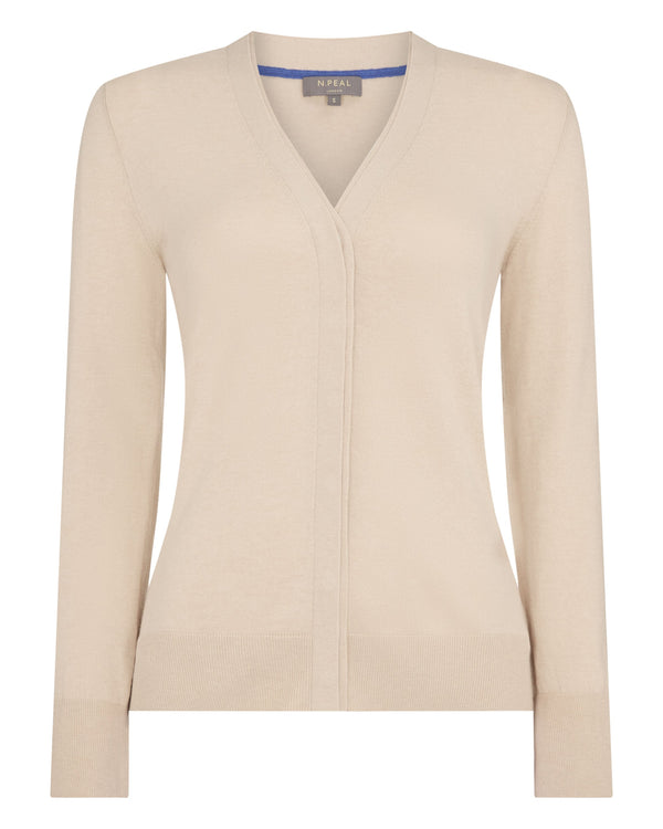N.Peal Women's Cotton Cashmere Cardigan Natural Brown