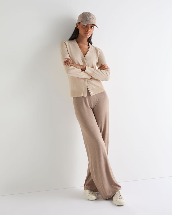 N.Peal Women's Cotton Cashmere Cardigan Natural Brown