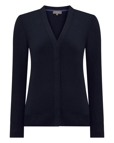 N.Peal Women's Cotton Cashmere Cardigan Navy Blue