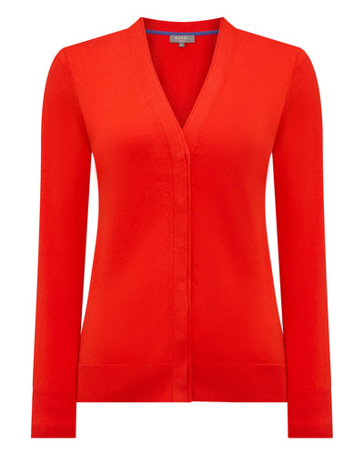N.Peal Women's Cotton Cashmere Cardigan Tomato Red