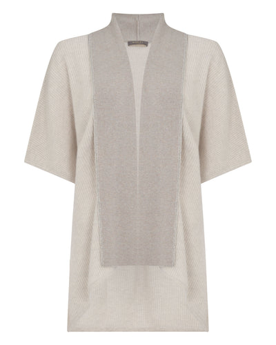 N.Peal Women's Metal Rib Cashmere Cardigan Pebble Grey