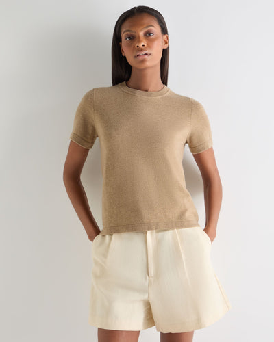 N.Peal Women's Lottie Cashmere T-Shirt Cappuccino Brown