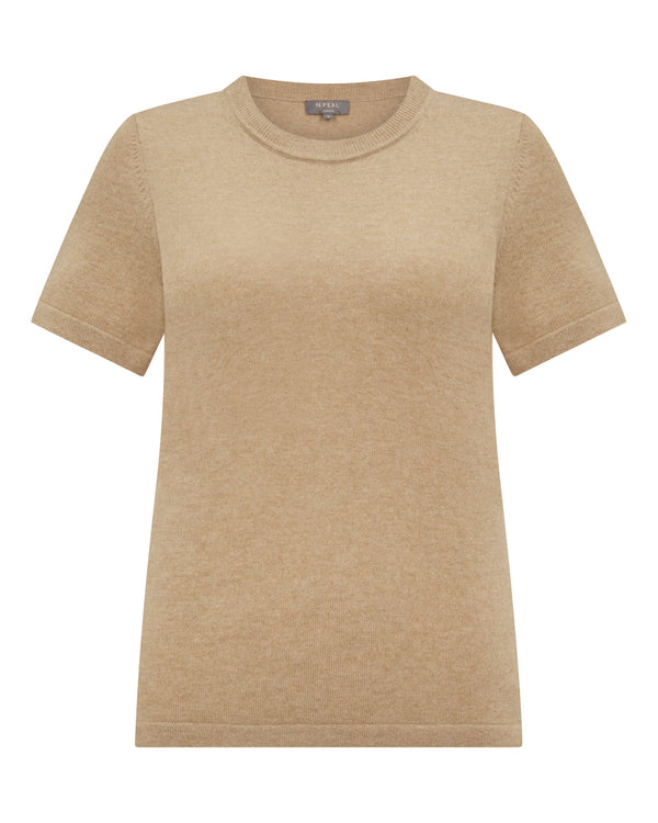 N.Peal Women's Lottie Cashmere T-Shirt Cappuccino Brown