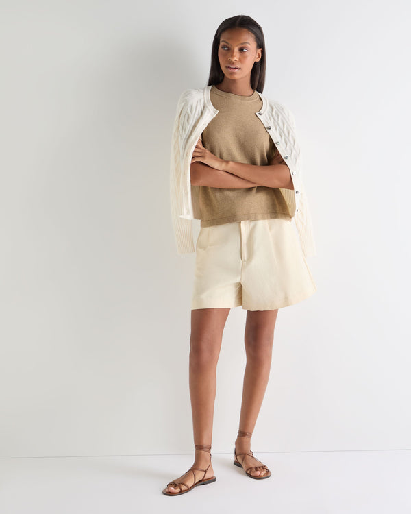 N.Peal Women's Lottie Cashmere T-Shirt Cappuccino Brown