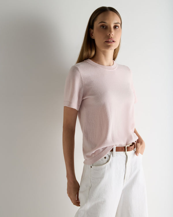N.Peal Women's Lottie Cashmere T-Shirt Powder Pink