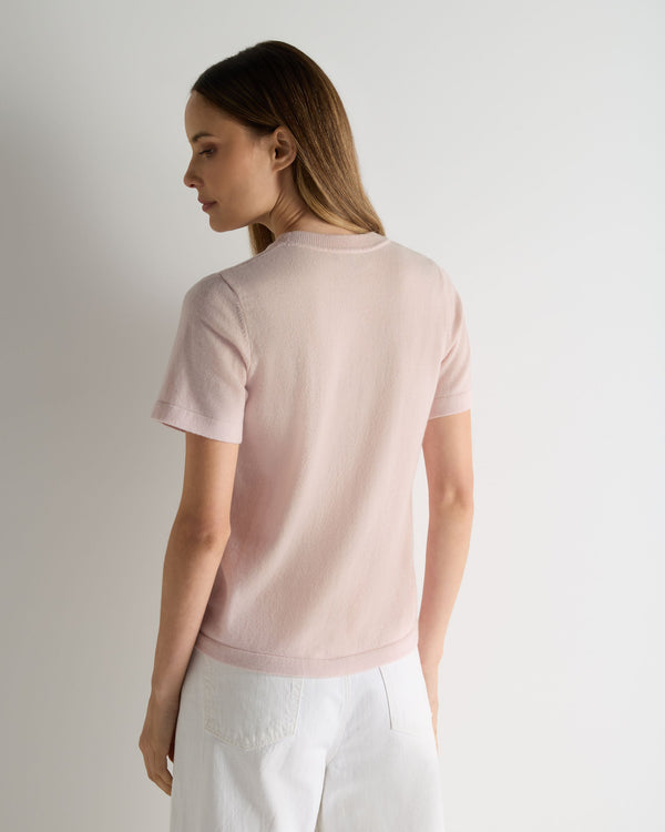 N.Peal Women's Lottie Cashmere T-Shirt Powder Pink